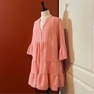 Faherty Women’s Kasey Dream Tiered Organic Cotton Gauze Pink Boho Minidress